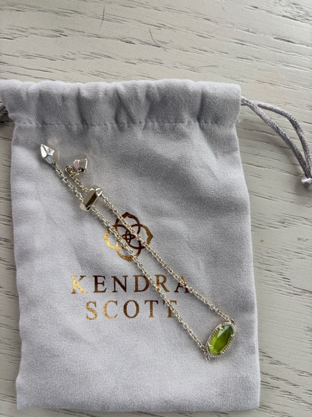 Kendra Scott Olive Green Stone Adjustable Bracelet